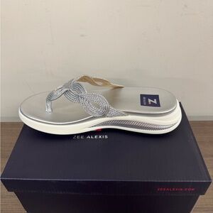 Zee Alexis Silver SYLVIA FLIP FLOP MEMORY FOAM SANDALS